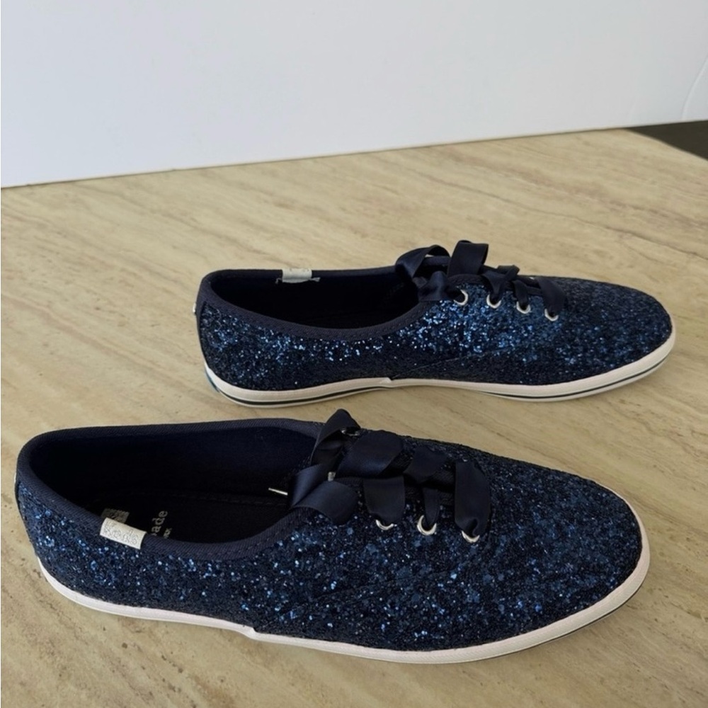 NEW IN BOX Keds x Kate Spade navy glitter low-top sneaker - Picture 5 of 8